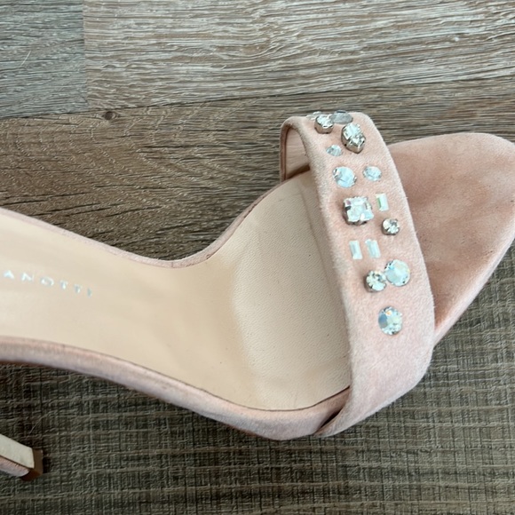 GIUSEPPE ZANOTTI Blush Pink Suede Crystal Embellish Sandal Heel - Picture 10 of 12